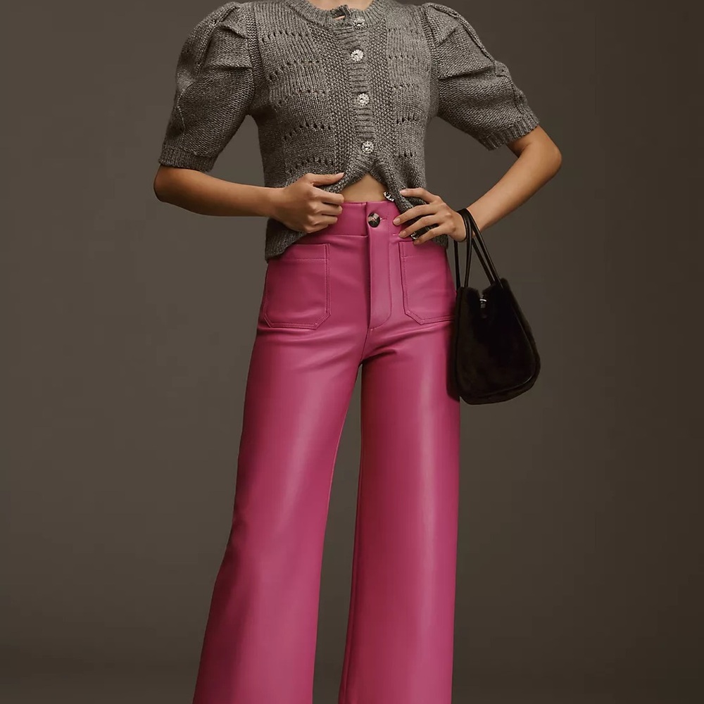 Anthropologie The Collette Fuchsia Wide-Leg Cropped Pants